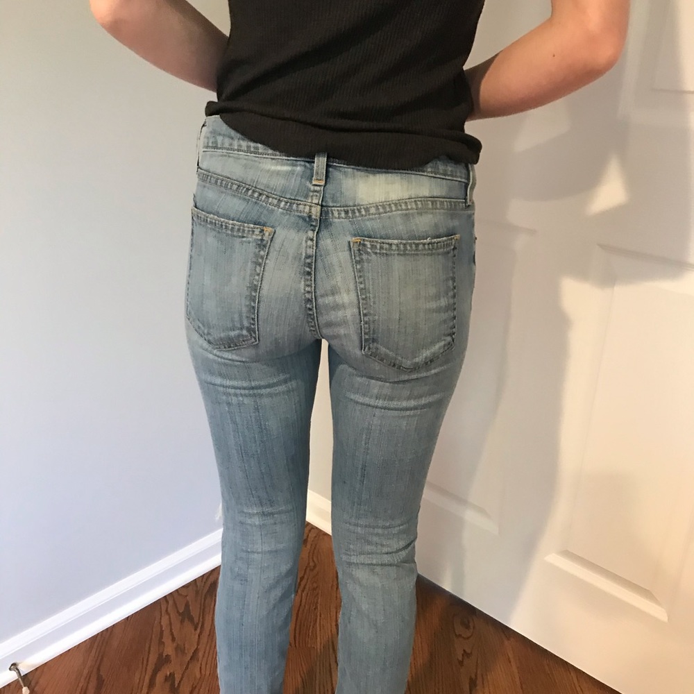 Current/Elliott Skinny Light Wash Ripped Jeans - Picture 3 of 4